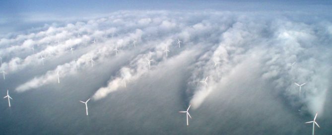 Vue aérienne du parc éolien de Horns Rev - Danemark
